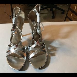 Miss A Silver sandal 4 inch heel.